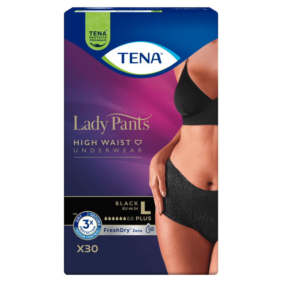 Tena Lady Pants Noir, absorbent panties, size L, 95-130 cm, Plus, 30 pieces