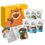 Juego de papillas BioBas, arroz, espelta, mijo, sémola, avena, con libro para colorear y pegatinas, sin azúcares añadidos, a partir de 6 meses, 6 x 200 g