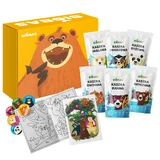 BioBas Set of Bio Porridge, rice, spelt, millet, semolina, oatmeal, with coloring book and stickers, no added sugar, from 6 months, 6 x 200 g