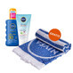 Nivea Sun Protect &amp; Bronze set, natural tan activating spray tan oil, SPF 20, 200 ml + soothing after-sun cream-gel, 175 ml + free beach towel