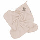 Bocioland, bath cover, 100 x 100 cm, 100% cotton, hooded towel, color beige, raccoon, 1 piece