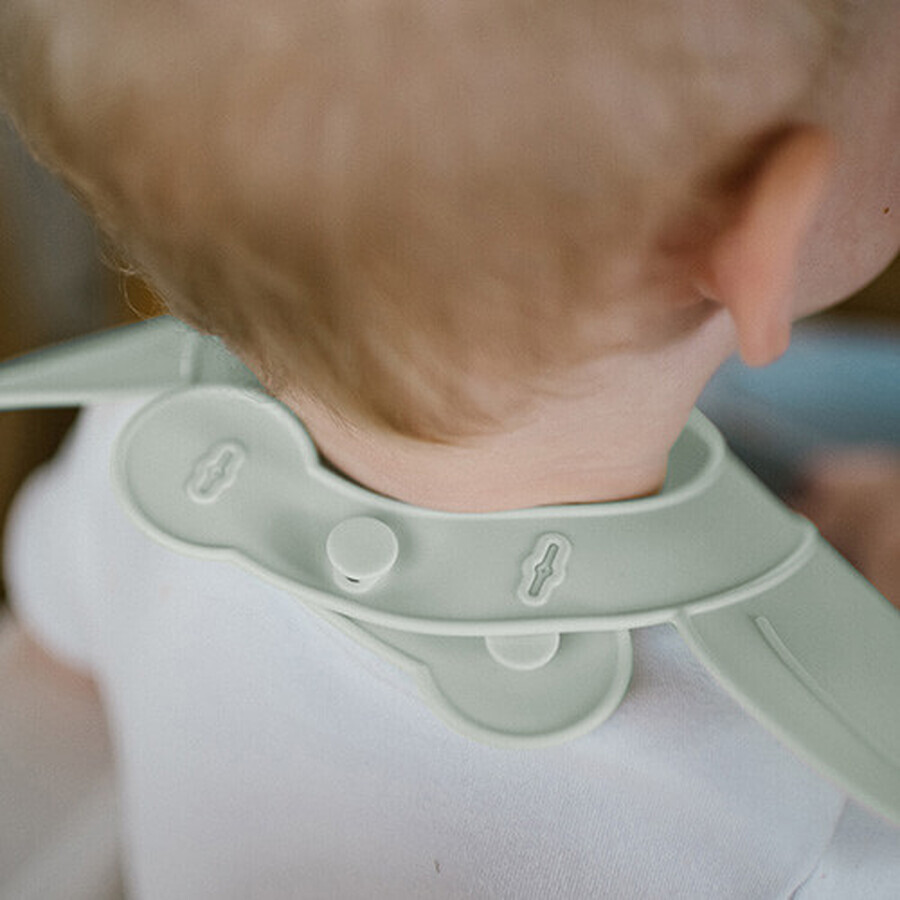BabyOno, bavaglino in silicone con chiusura regolabile, verde, da 6 mesi, 1 pezzo