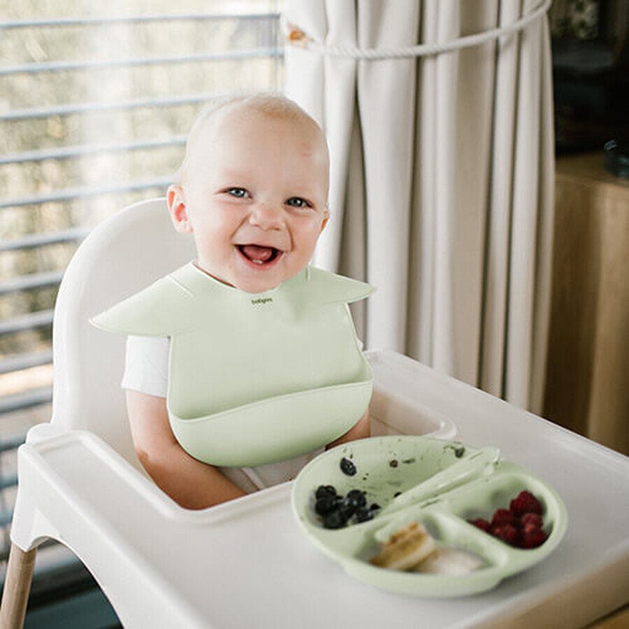 BabyOno, bavaglino in silicone con chiusura regolabile, verde, da 6 mesi, 1 pezzo