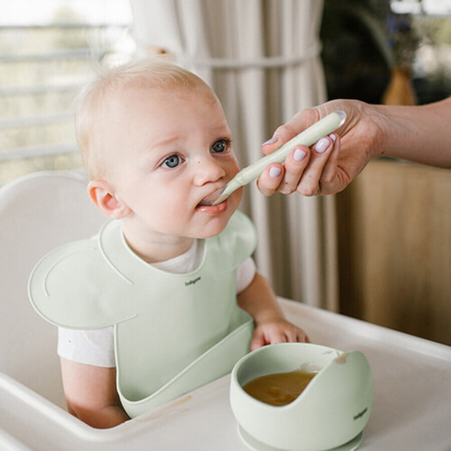 BabyOno, bavaglino in silicone con chiusura regolabile, verde, da 6 mesi, 1 pezzo