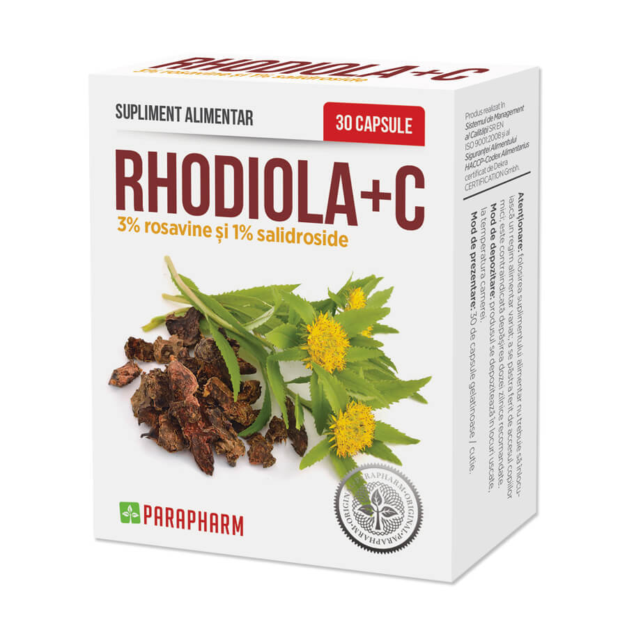 Rhodiola + C, 30 capsule, Parapharm