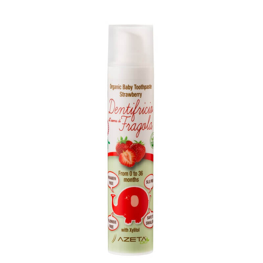 Pasta dentífrica de fresa ecológica Pasta dentífrica, 0-36 meses, 50 ml, Azeta Bio