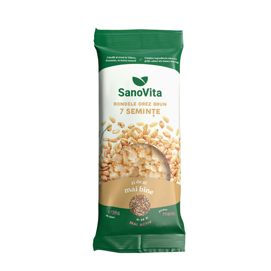 Rondelles de riz brun et de graines, 56 g, Sanovita