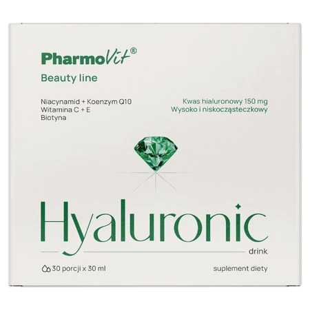 PharmoVit Bebida hialurónica Línea de belleza, 30 ml x 30 unidades