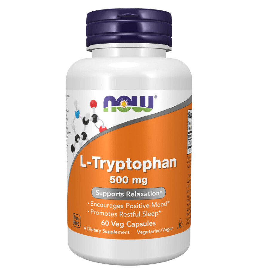 Now Foods L-tryptofaan 500 mg, L-tryptofaan, 60 capsules