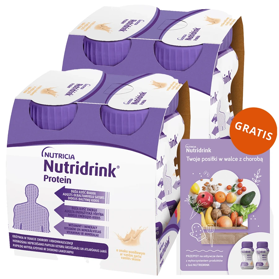 Kit de proteínas Nutridrink, sabor vainilla, 8 x 125 ml + libro de recetas gratuito