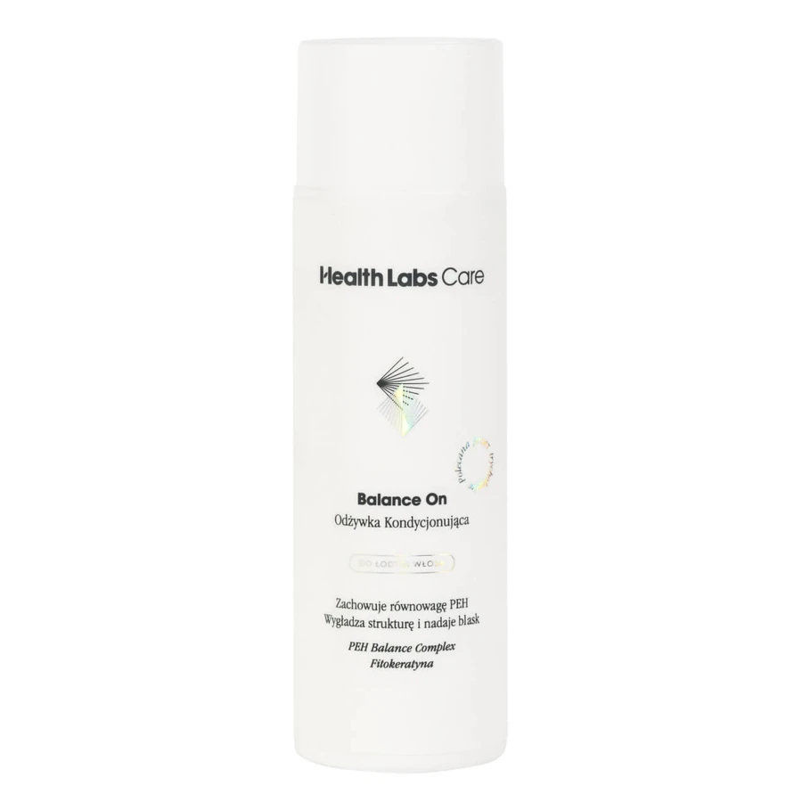 Kit Health Labs Balance On, trichocampooing hydratant prébiotique, 250ml + revitalisant pour la tige du cheveu, 200ml + turban gratuit pour les cheveux