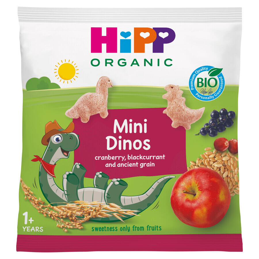 HiPP Crunchy Dinosaurs Bio, afrutado, después de 1 año, 30 g