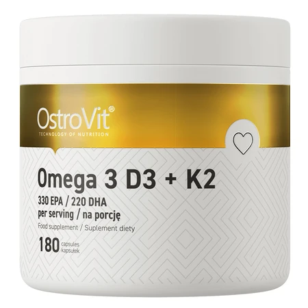 OstroVit Omega 3, D3 + K2, 180 cápsulas
