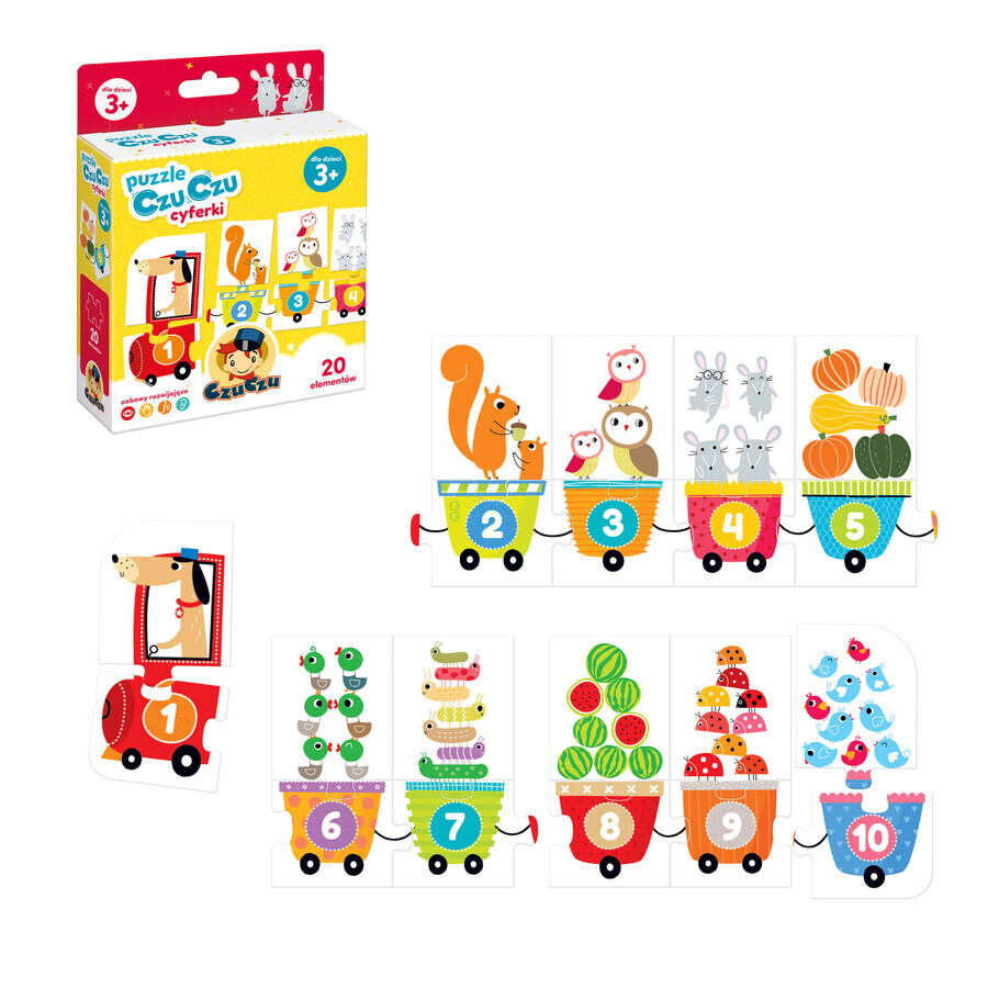 CzuCzu Números, puzzles para niños, a partir de 3 años, 20 elementos