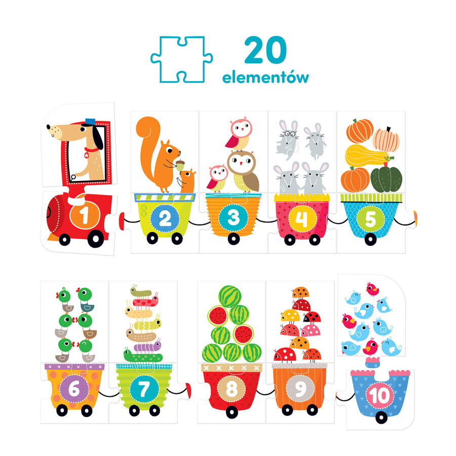 CzuCzu Números, puzzles para niños, a partir de 3 años, 20 elementos