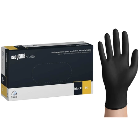 EasyCare Nitril, nitril handschoenen, niet-steriel, poedervrij, zwart, maat M, 100 stuks