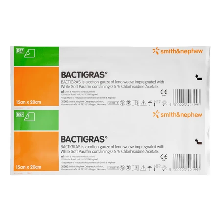 Bactigras, paraffineverband, steriel, 15 cm x 20 cm, 10 stuks