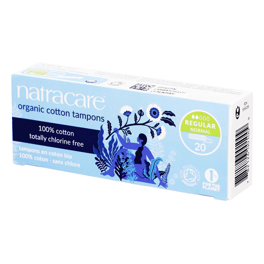 Natracare, tampons hygiéniques en coton biologique, réguliers, 20 pièces
