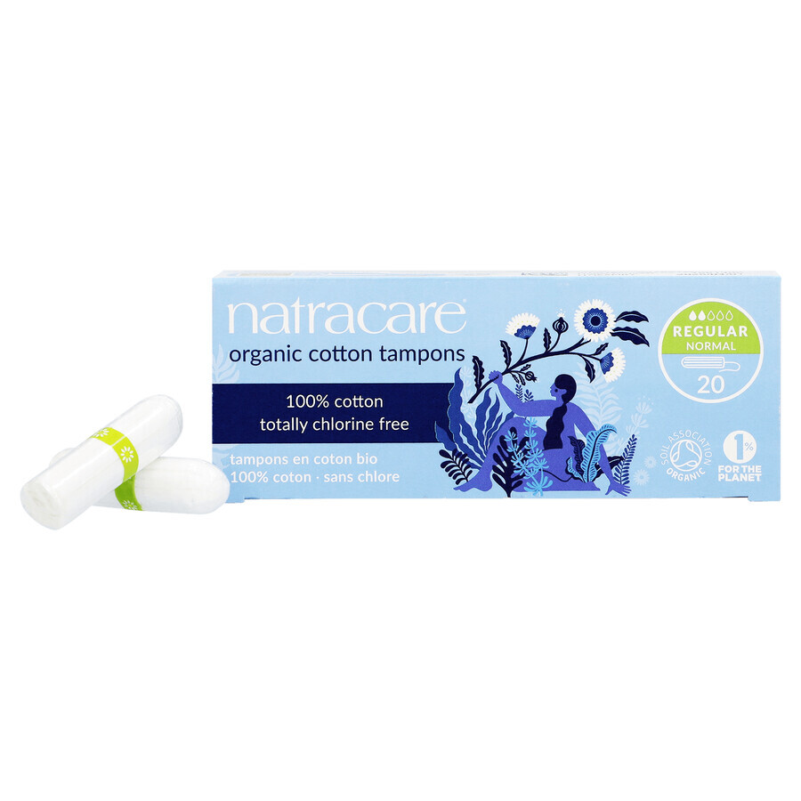 Natracare, tampons hygiéniques en coton biologique, réguliers, 20 pièces