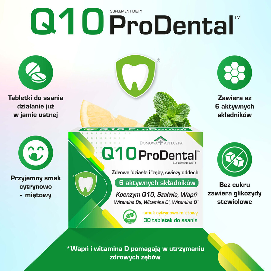 Q10 ProDental, Zitronen-Minze-Geschmack, 30 Lutschtabletten
