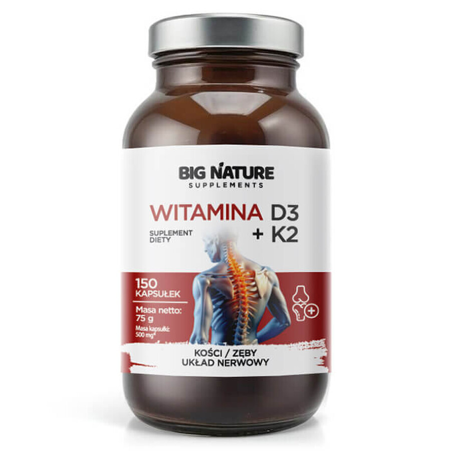 Big Nature Vitamin D3+K2, 150 capsules