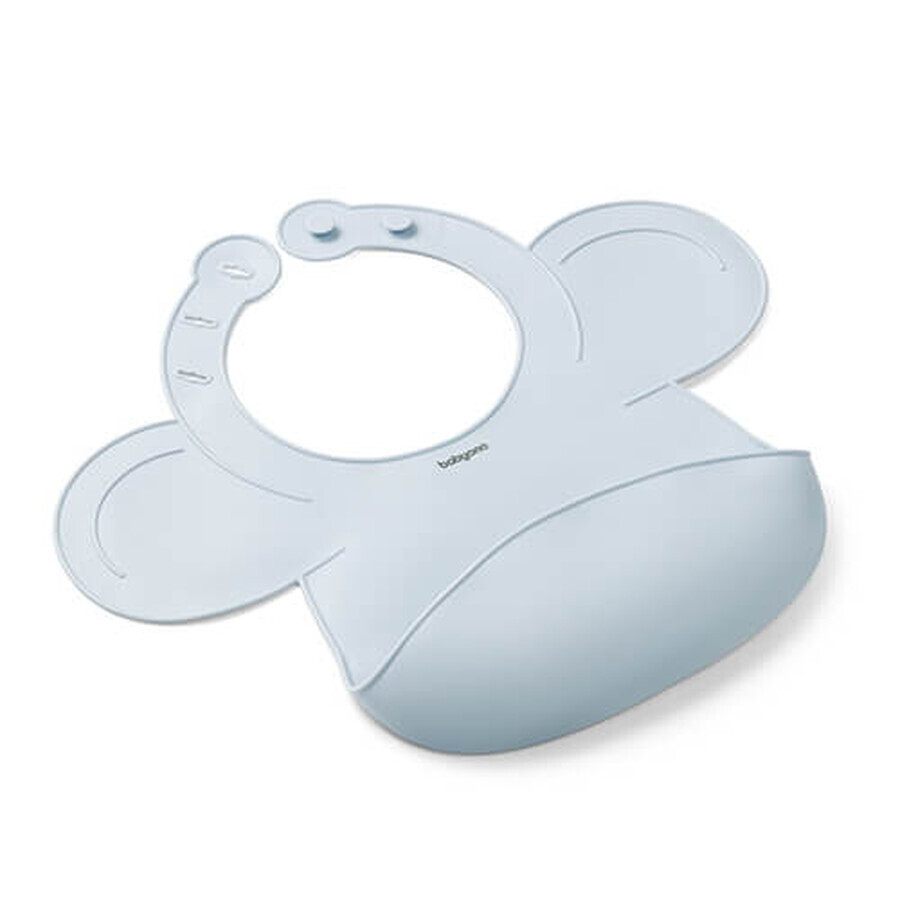 BabyOno, babero de silicona con cierre ajustable, azul, a partir de 6 meses, 1 pieza