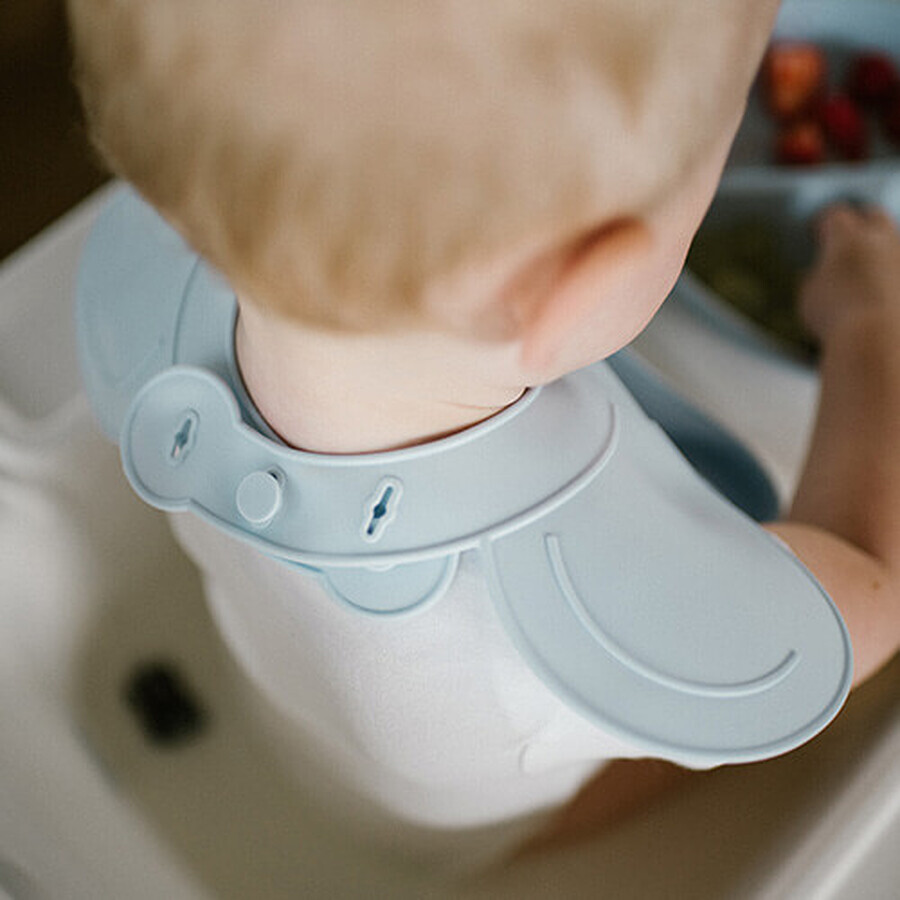 BabyOno, babero de silicona con cierre ajustable, azul, a partir de 6 meses, 1 pieza