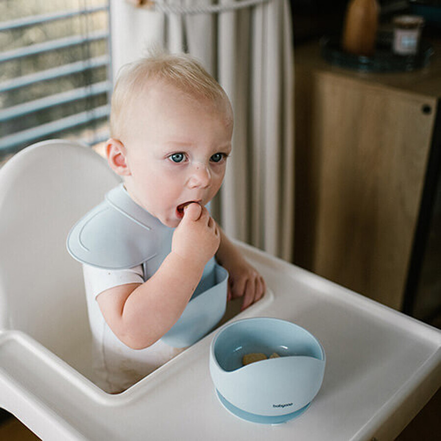 BabyOno, babero de silicona con cierre ajustable, azul, a partir de 6 meses, 1 pieza