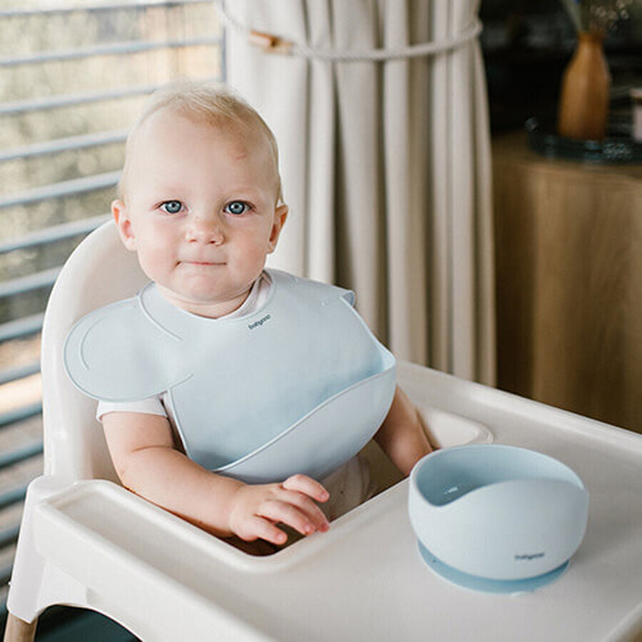 BabyOno, babero de silicona con cierre ajustable, azul, a partir de 6 meses, 1 pieza