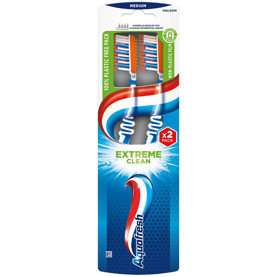 Set periuțe de dinți Aquafresh Extreme Clean, mediu, 2 bucăți