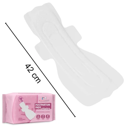 Bocioland, postpartum pads with wings, high absorbency, day and night, 10 pieces