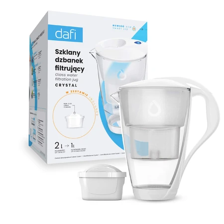 Jarra filtrante de cristal Dafi Crystal Led, blanca, 2 l + filtro Unimax, 1 pieza
