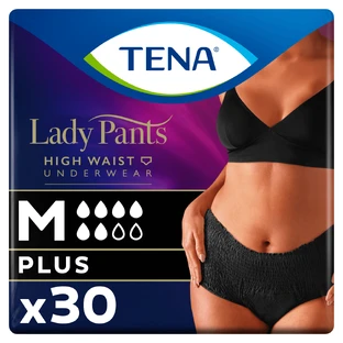 Tena Lady Pants Noir, saugfähige Slips, Größe M, 75-105 cm, Plus, 30 Stück