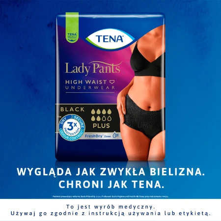 Tena Lady Pants Noir, saugfähige Slips, Größe M, 75-105 cm, Plus, 30 Stück