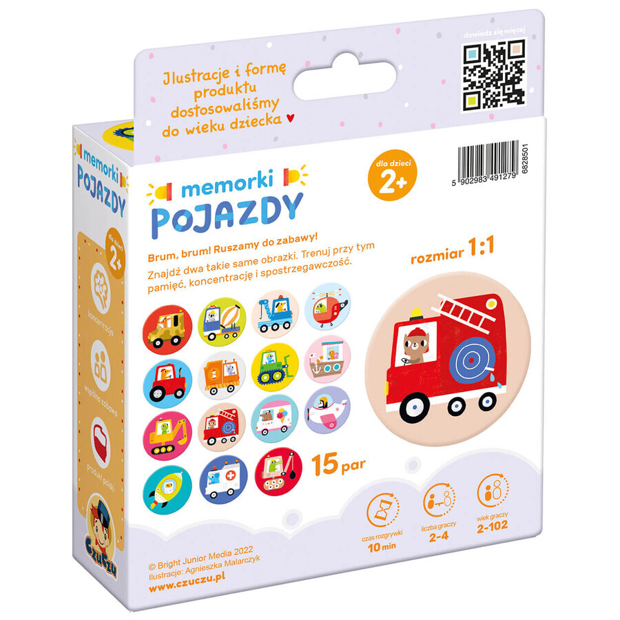 CzuCzu Memorki Vehicles, juego para niños, a partir de 2 años, 30 elementos