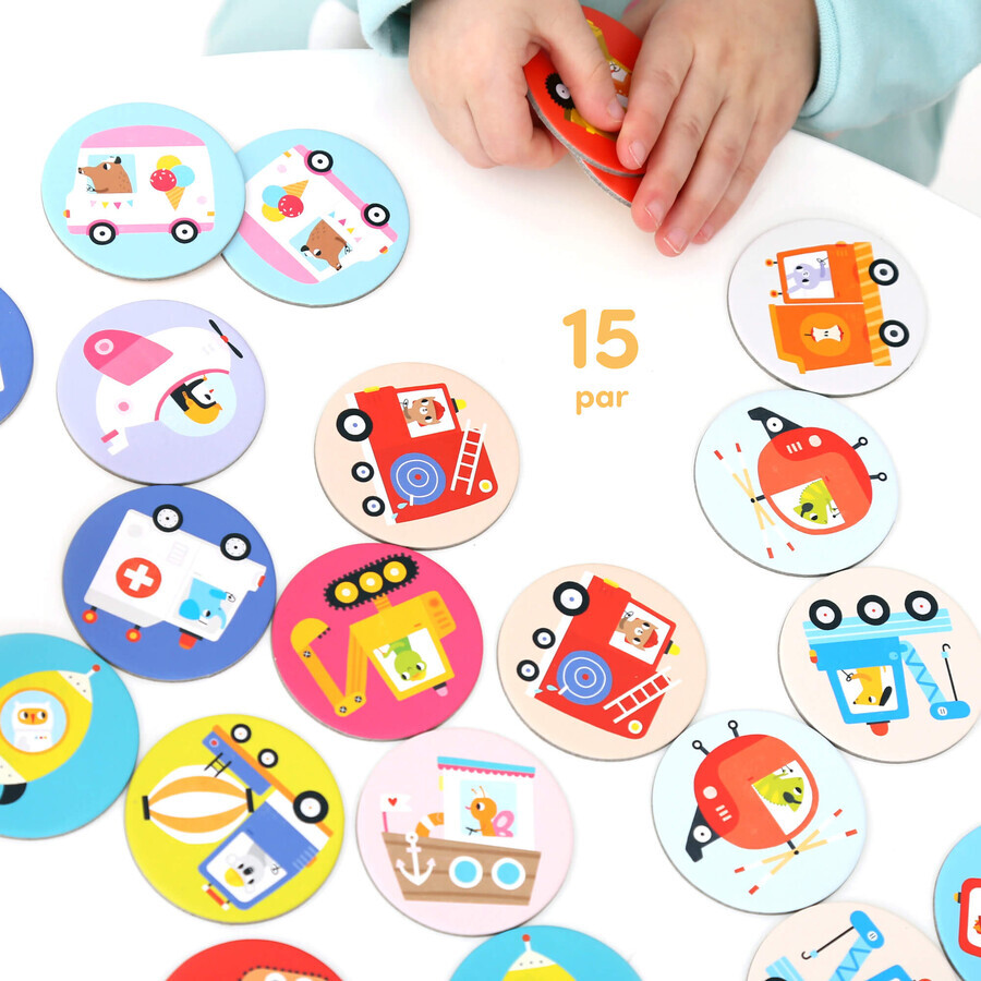 CzuCzu Memorki Vehicles, juego para niños, a partir de 2 años, 30 elementos