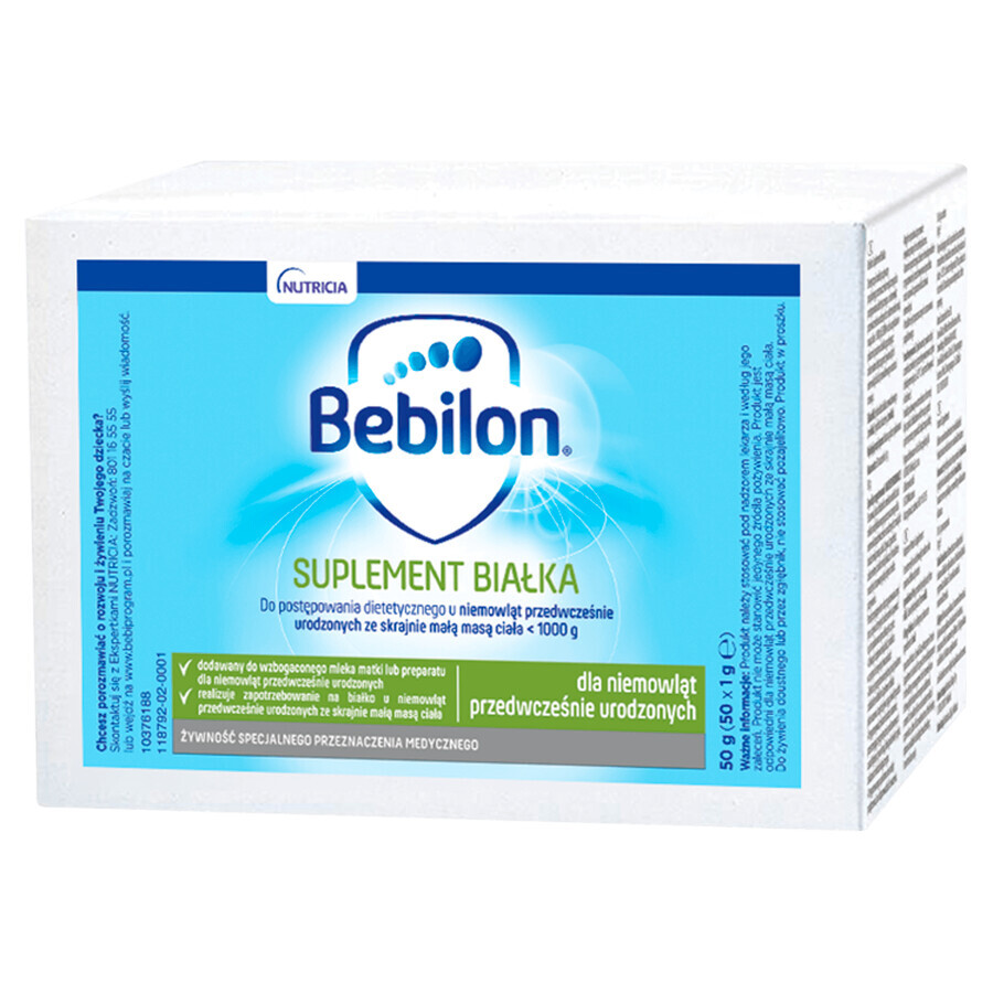 Integratore proteico Bebilon, per neonati prematuri, 1 g x 50 bustine