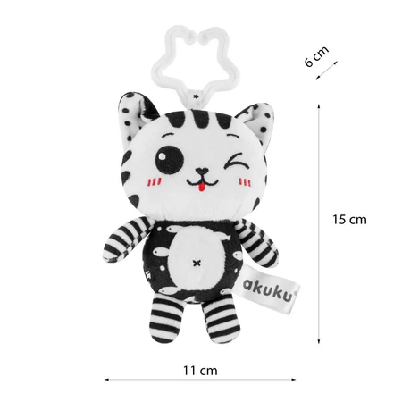 Acupuncture, plush pendant, kitty, black and white, 1 piece