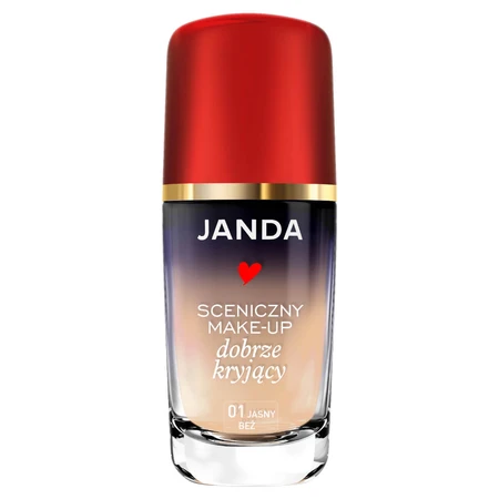 Janda, stage make-up, face foundation, good coverage, 01 light beige, 30 ml
