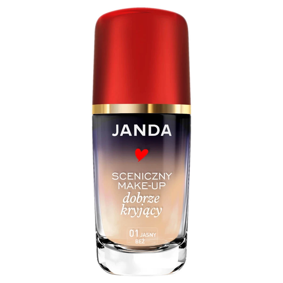 Janda, stage make-up, face foundation, good coverage, 01 light beige, 30 ml
