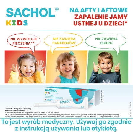 Sachol Kids voor aften en aften, gel, 15 ml