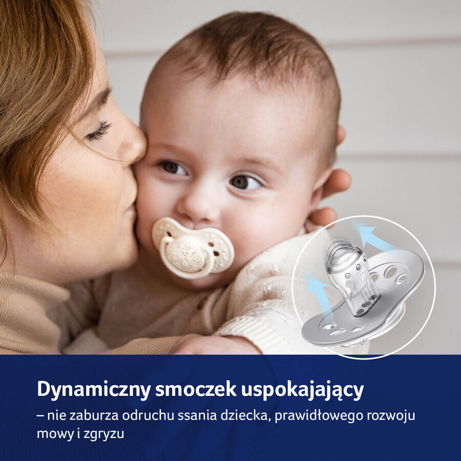 Lovi, pacifier, silicone, dynamic, Blossom Ivory, 0-6 months, 2 pieces