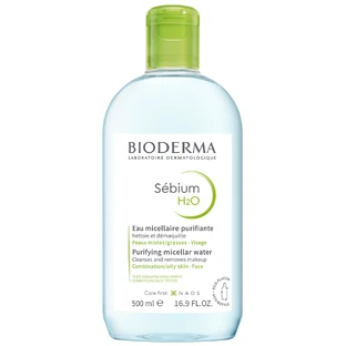 Bioderma Sebium H2O, lotion micellaire pour les peaux grasses, mixtes et acnéiques, 500 ml