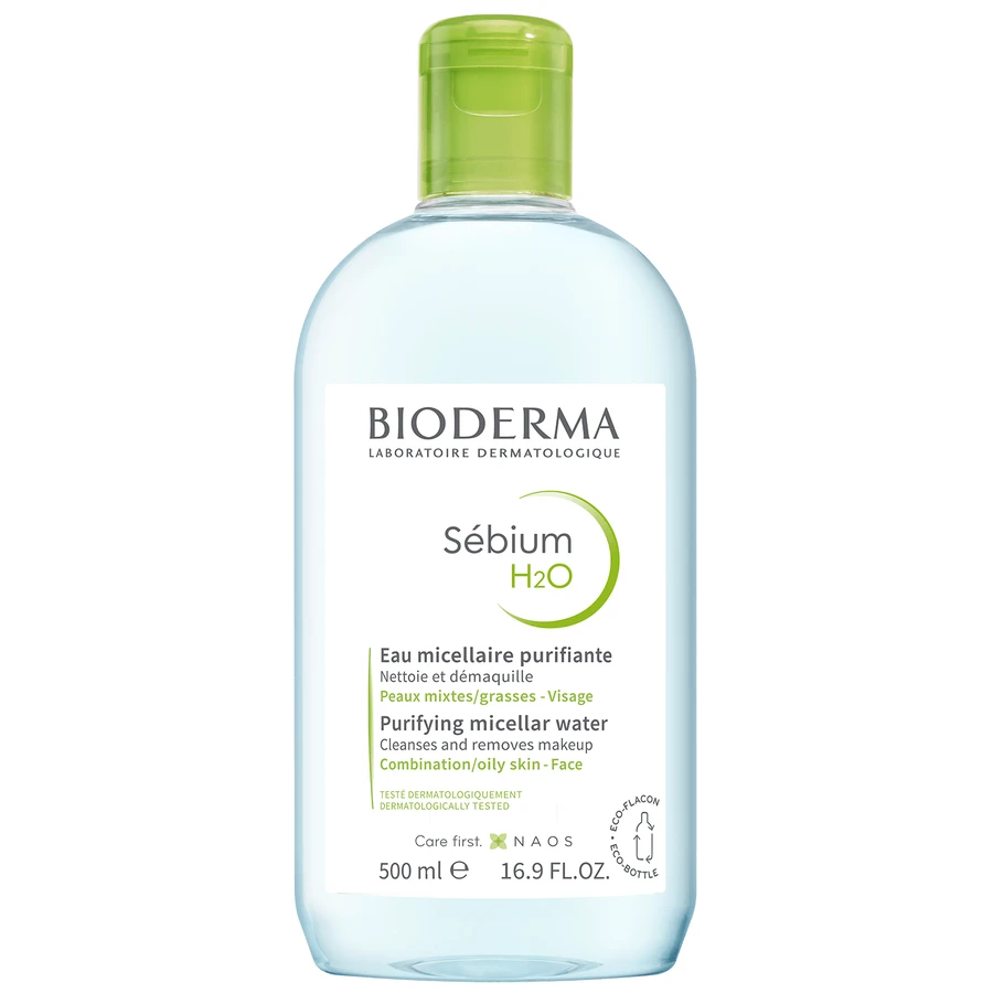Bioderma Sebium H2O, lotion micellaire pour les peaux grasses, mixtes et acnéiques, 500 ml