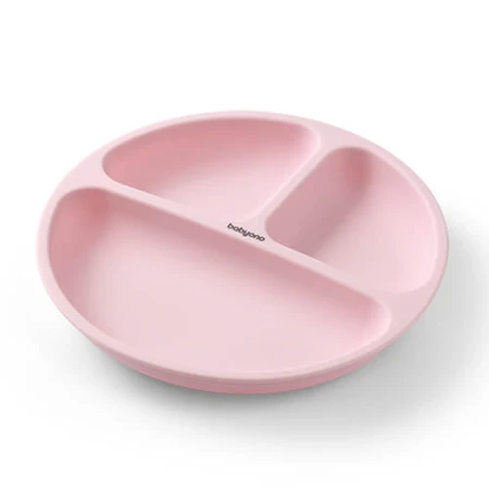 BabyOno, platillo de silicona con ventosa, rosa, a partir de 6 meses, 1 ud.