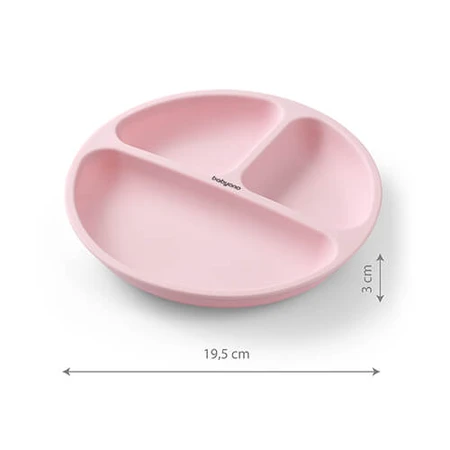 BabyOno, platillo de silicona con ventosa, rosa, a partir de 6 meses, 1 ud.