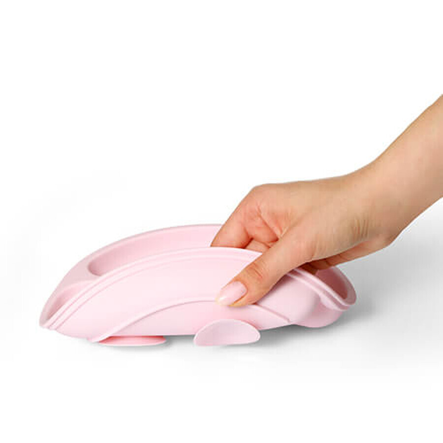 BabyOno, Silikonuntersetzer mit Saugnapf, rosa, ab 6 Monaten, 1 St.