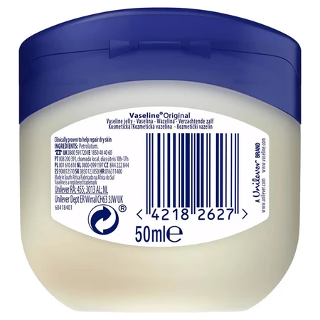 Vaseline Original, cosmetic petroleum jelly, 50 ml