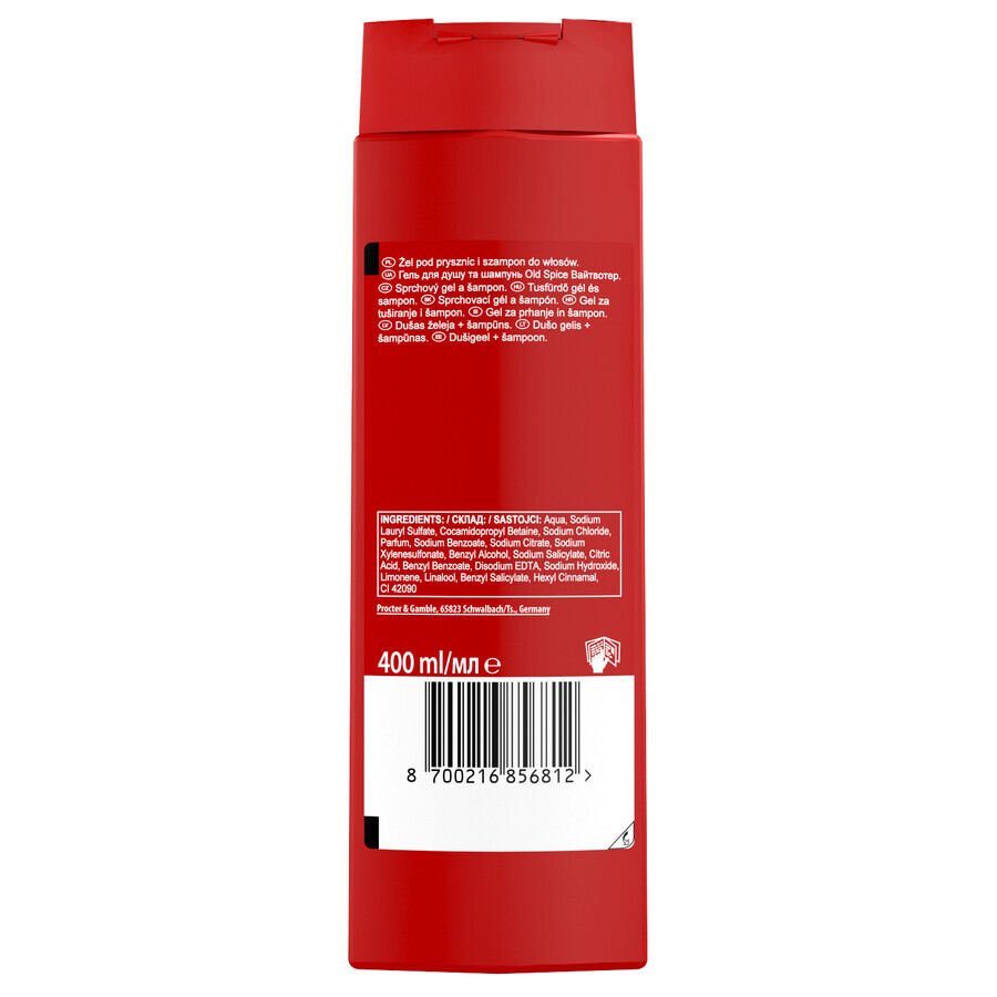 Old Spice, Gel de ducha 3 en 1 para cuerpo, cabello y rostro, Whitewater, 400 ml