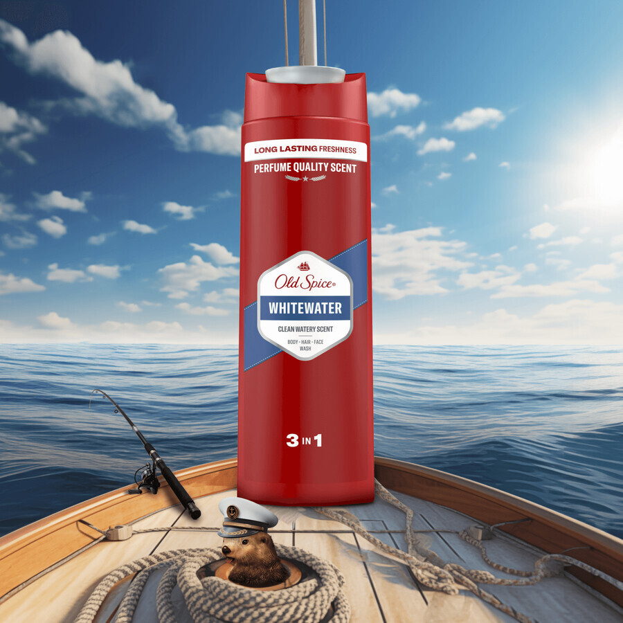 Old Spice, Gel de ducha 3 en 1 para cuerpo, cabello y rostro, Whitewater, 400 ml